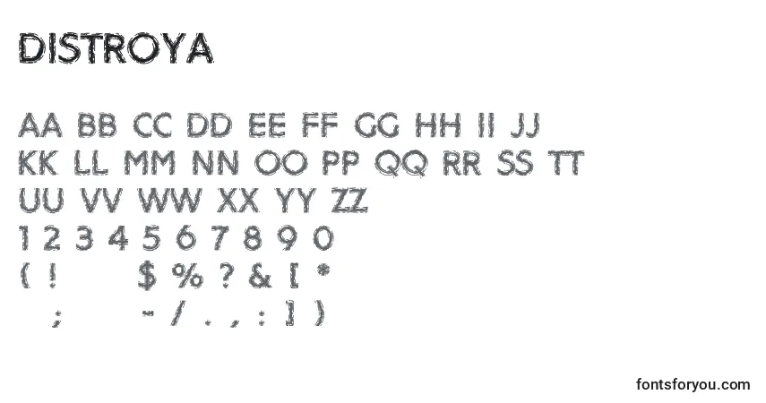 Schriftart Distroya – Alphabet, Zahlen, spezielle Symbole