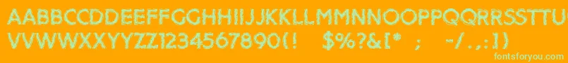 Distroya Font – Green Fonts on Orange Background