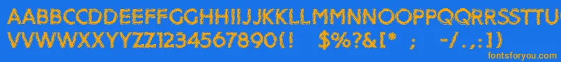 Distroya Font – Orange Fonts on Blue Background