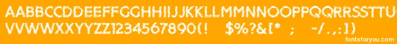 Distroya Font – White Fonts on Orange Background