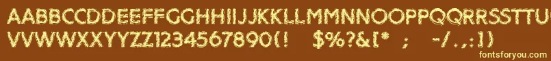 Distroya Font – Yellow Fonts on Brown Background