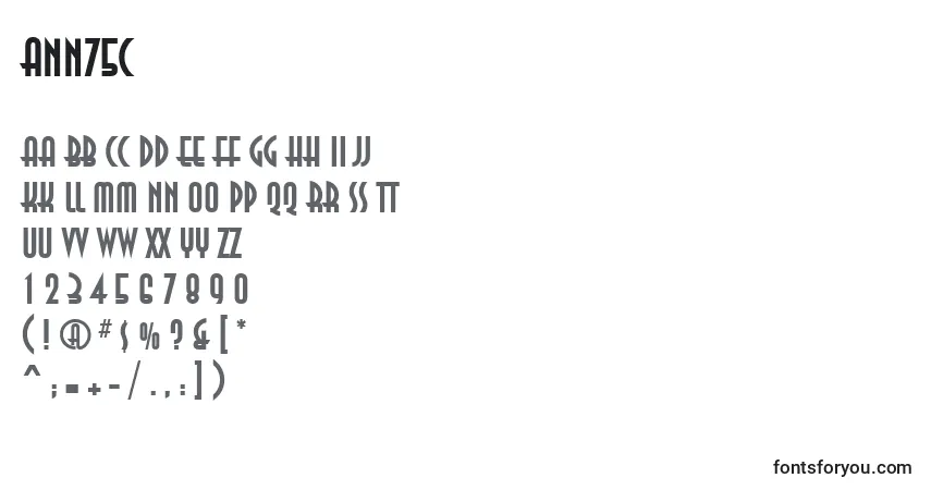 Ann75C Font – alphabet, numbers, special characters