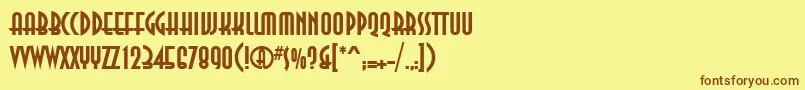 フォントAnn75C – 茶色の文字が黄色の背景にあります。