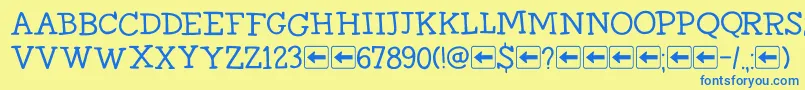 DkHomewardBoundIi-Schriftart – Blaue Schriften auf gelbem Hintergrund