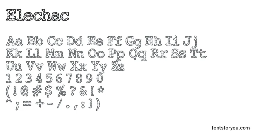 Schriftart Elechac – Alphabet, Zahlen, spezielle Symbole