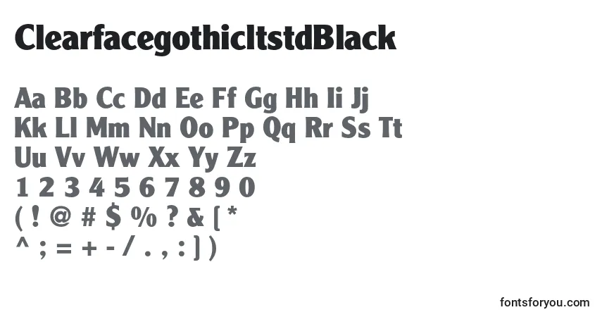 A fonte ClearfacegothicltstdBlack – alfabeto, números, caracteres especiais