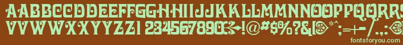 VictorianadisplaycapssskRegular Font – Green Fonts on Brown Background