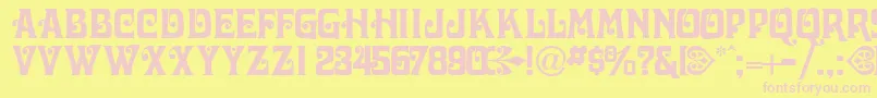 VictorianadisplaycapssskRegular Font – Pink Fonts on Yellow Background