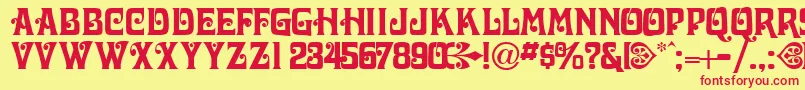 VictorianadisplaycapssskRegular Font – Red Fonts on Yellow Background