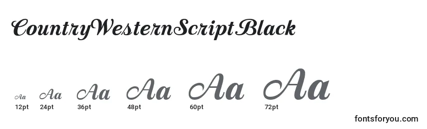CountryWesternScriptBlack Font Sizes