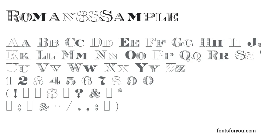 Roman38Sampleフォント–アルファベット、数字、特殊文字