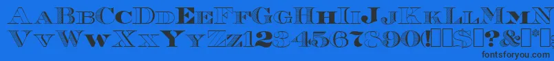 Roman38Sample Font – Black Fonts on Blue Background