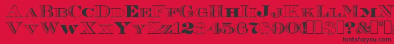 フォントRoman38Sample – 赤い背景に黒い文字