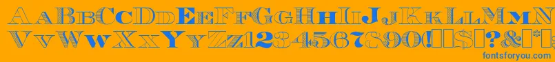 Roman38Sample-Schriftart – Blaue Schriften auf orangefarbenem Hintergrund
