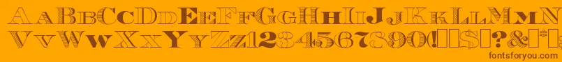 Roman38Sample-Schriftart – Braune Schriften auf orangefarbenem Hintergrund