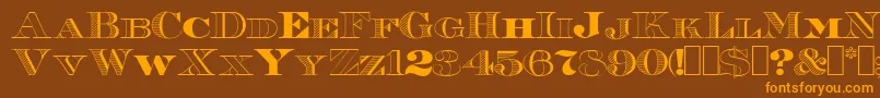 Roman38Sample-Schriftart – Orangefarbene Schriften auf braunem Hintergrund