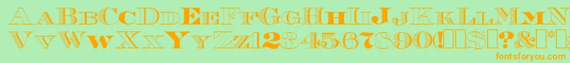 Roman38Sample-Schriftart – Orangefarbene Schriften auf grünem Hintergrund