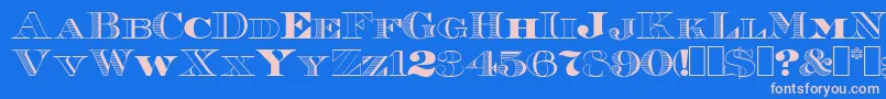 Roman38Sample Font – Pink Fonts on Blue Background