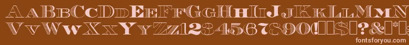 Roman38Sample Font – Pink Fonts on Brown Background