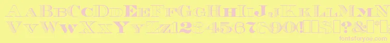 Roman38Sample Font – Pink Fonts on Yellow Background