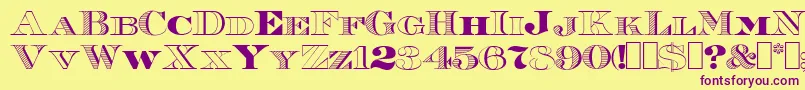 Roman38Sample-Schriftart – Violette Schriften auf gelbem Hintergrund