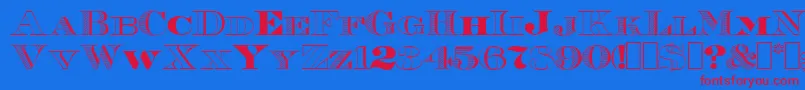 Roman38Sample Font – Red Fonts on Blue Background