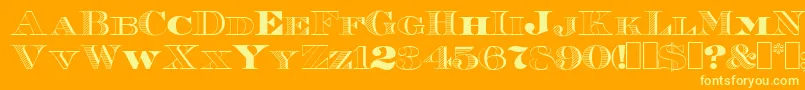 Roman38Sample-Schriftart – Gelbe Schriften auf orangefarbenem Hintergrund