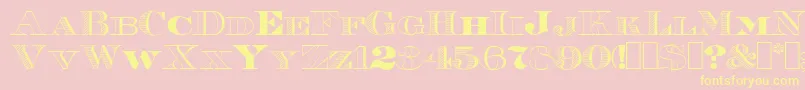 Roman38Sample-Schriftart – Gelbe Schriften auf rosa Hintergrund