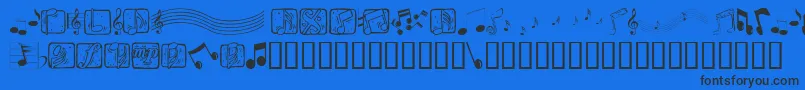 Musicele-Schriftart – Schwarze Schriften auf blauem Hintergrund