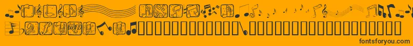 Musicele-Schriftart – Schwarze Schriften auf orangefarbenem Hintergrund