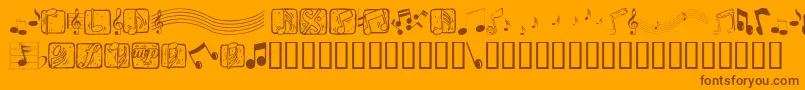 Musicele-Schriftart – Braune Schriften auf orangefarbenem Hintergrund