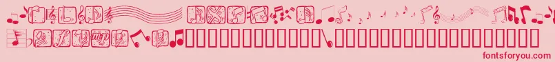 Musicele-Schriftart – Rote Schriften auf rosa Hintergrund