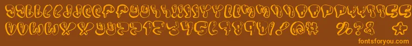 Sumo-Schriftart – Orangefarbene Schriften auf braunem Hintergrund