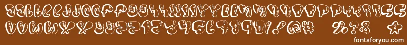 Sumo-Schriftart – Weiße Schriften auf braunem Hintergrund