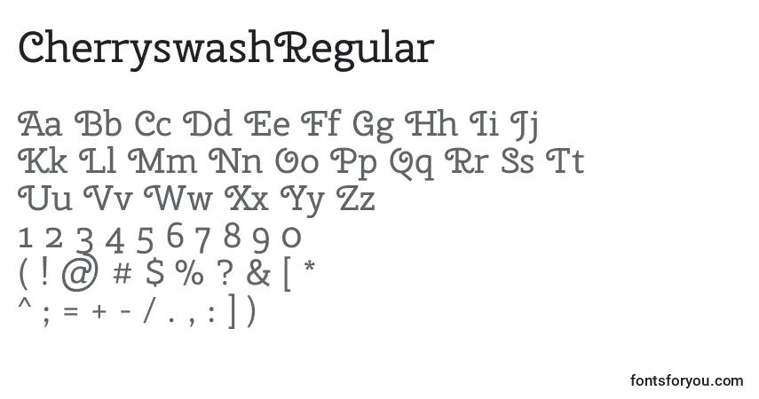 Czcionka CherryswashRegular – alfabet, cyfry, specjalne znaki