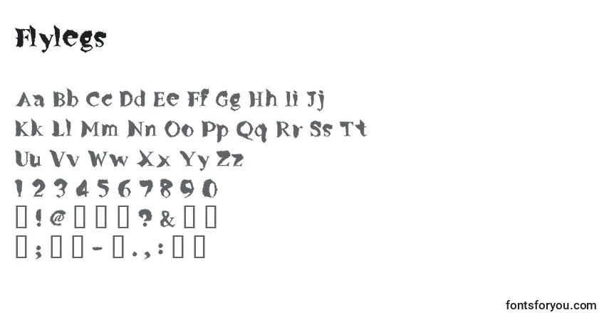 A fonte Flylegs – alfabeto, números, caracteres especiais