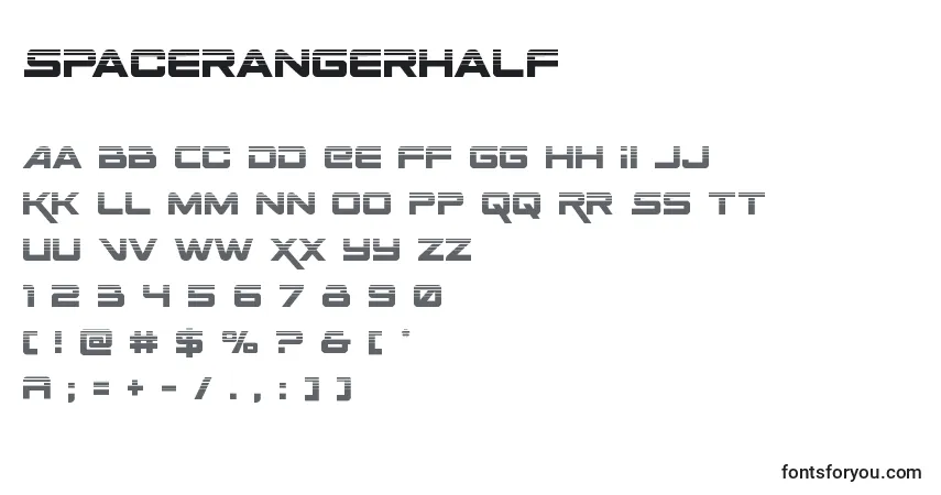 Шрифт Spacerangerhalf – алфавит, цифры, специальные символы