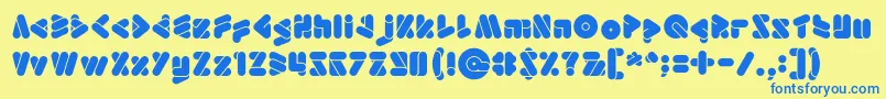 フォントEmperorOfJapan – 青い文字が黄色の背景にあります。