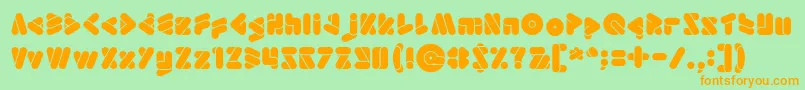 EmperorOfJapan-Schriftart – Orangefarbene Schriften auf grünem Hintergrund