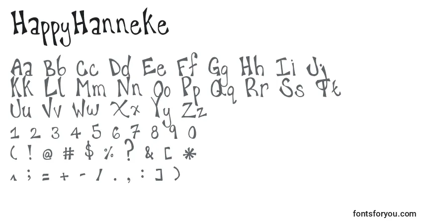 HappyHanneke-fontti – aakkoset, numerot, erikoismerkit