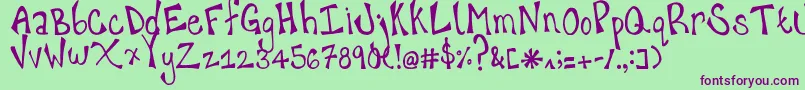 HappyHanneke Font – Purple Fonts on Green Background