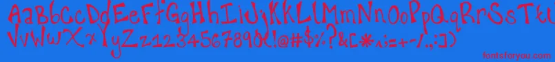 HappyHanneke Font – Red Fonts on Blue Background