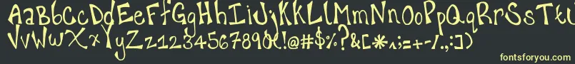 HappyHanneke Font – Yellow Fonts on Black Background