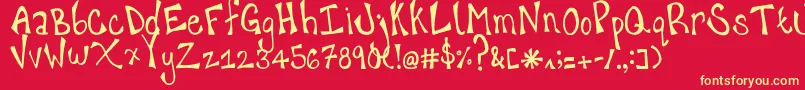 HappyHanneke Font – Yellow Fonts on Red Background