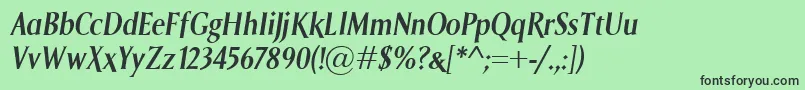 SagaSemiboldItalic Font – Black Fonts on Green Background