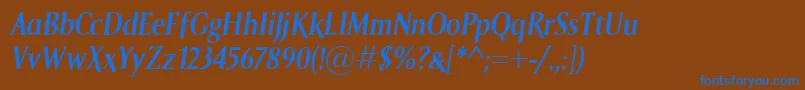 SagaSemiboldItalic Font – Blue Fonts on Brown Background