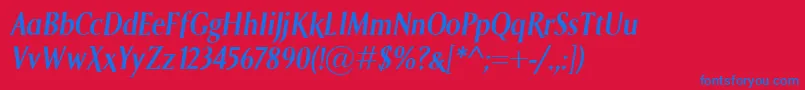 SagaSemiboldItalic Font – Blue Fonts on Red Background