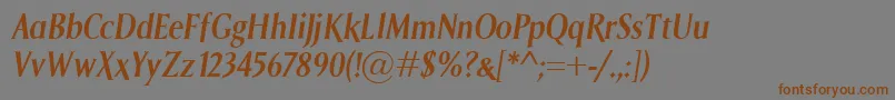 SagaSemiboldItalic Font – Brown Fonts on Gray Background
