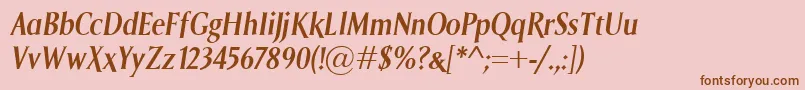 Weitere Informationen zur SagaSemiboldItalic-Schriftart SagaSemiboldItalic-Schriftart – Braune Schriften auf rosa Hintergrund