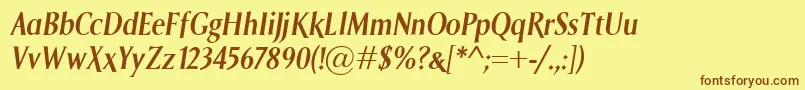 SagaSemiboldItalic Font – Brown Fonts on Yellow Background